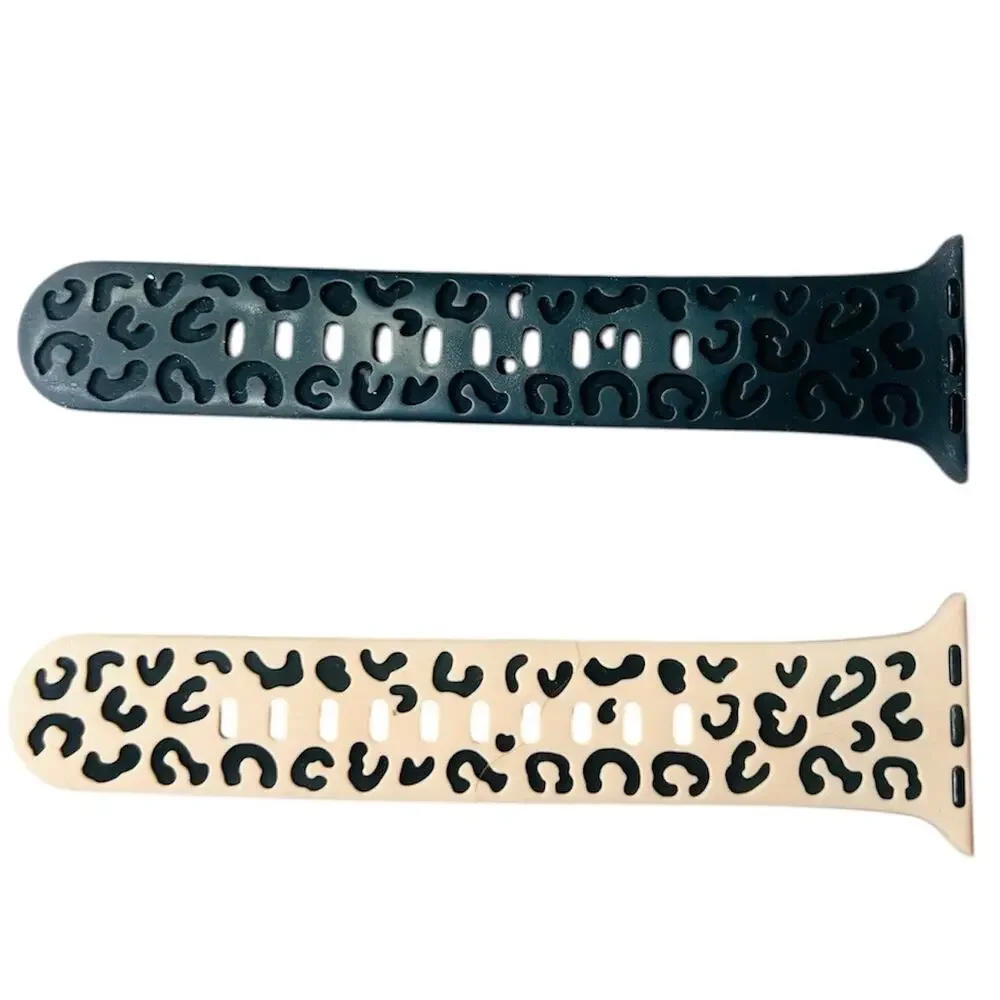 2 Pack Apple Watch Bands 38 40 Matte Black & Blush Leopard NEW